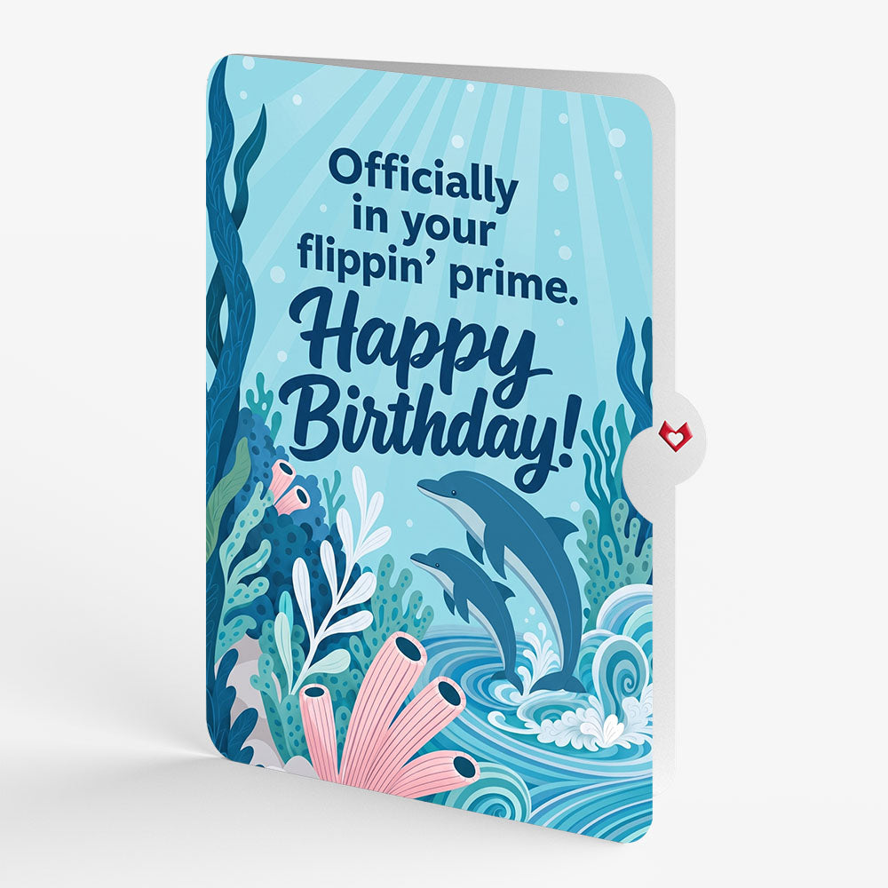 Playful Dolphins Birthday Pop-Up Card and Flippin' Prime Sentiment Set