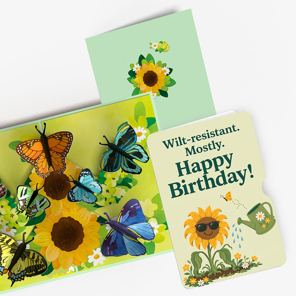 Sunflower Butterflies Birthday Pop-Up Card and Wilt-Resistant Sunflower Sentiment Set