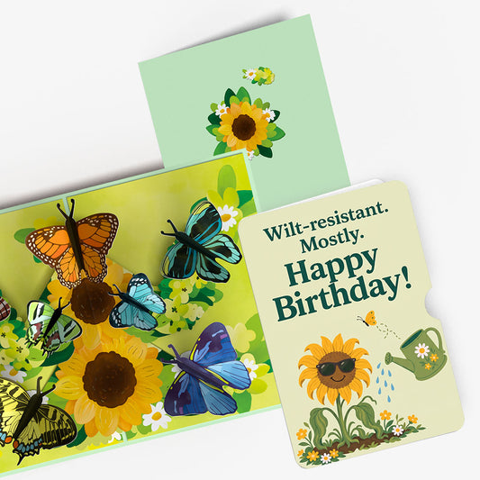Sunflower Butterflies Birthday Pop-Up Card and Wilt-Resistant Sunflower Sentiment Set
