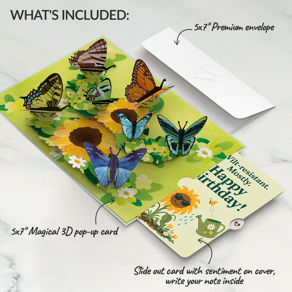 Sunflower Butterflies Birthday Pop-Up Card and Wilt-Resistant Sunflower Sentiment Set