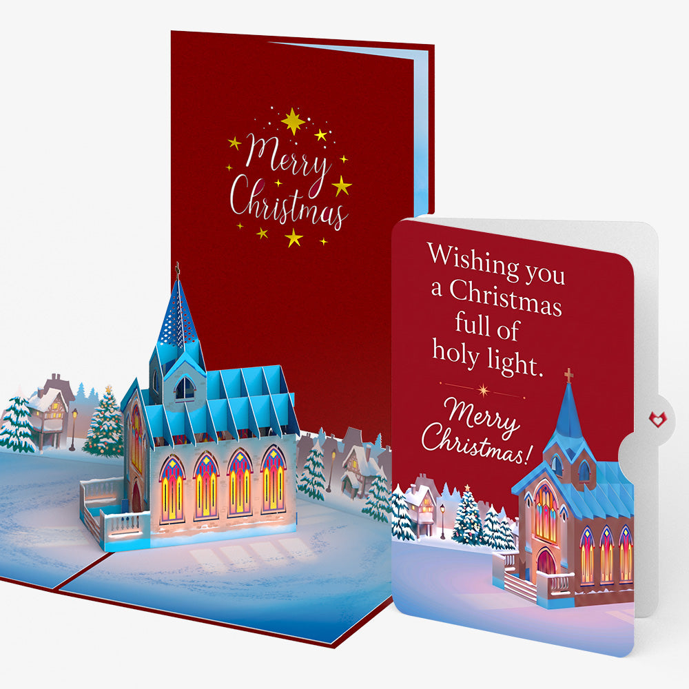 Stained Glass Christmas Chapel Pop-Up Card and Holy Light Church Sentiment Set