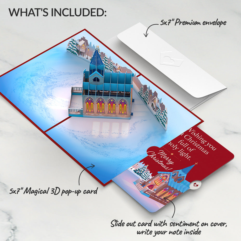 Stained Glass Christmas Chapel Pop-Up Card and Holy Light Church Sentiment Set