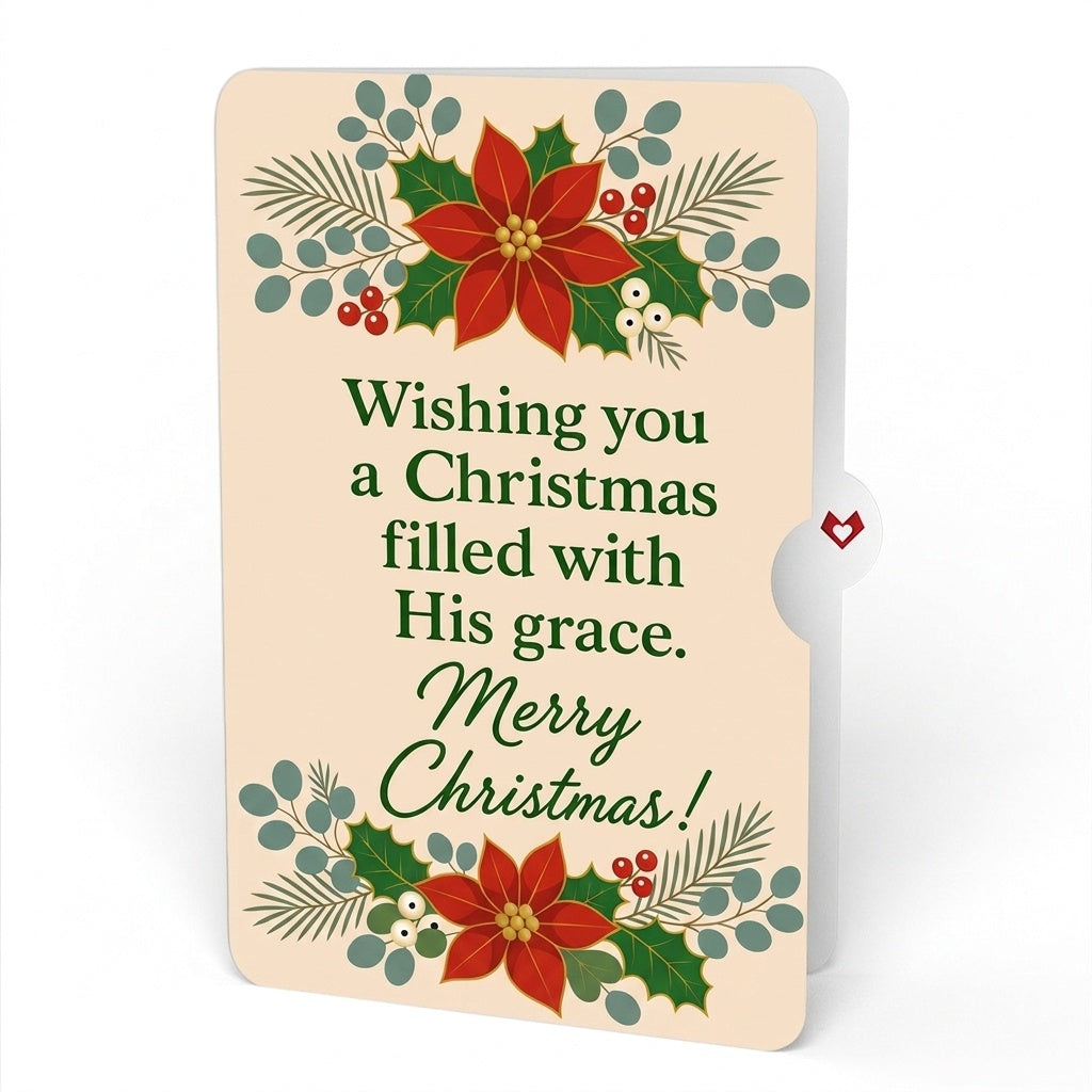 Season's Greetings Poinsettia Wreath Christmas Pop-Up Card and Sentiment Set