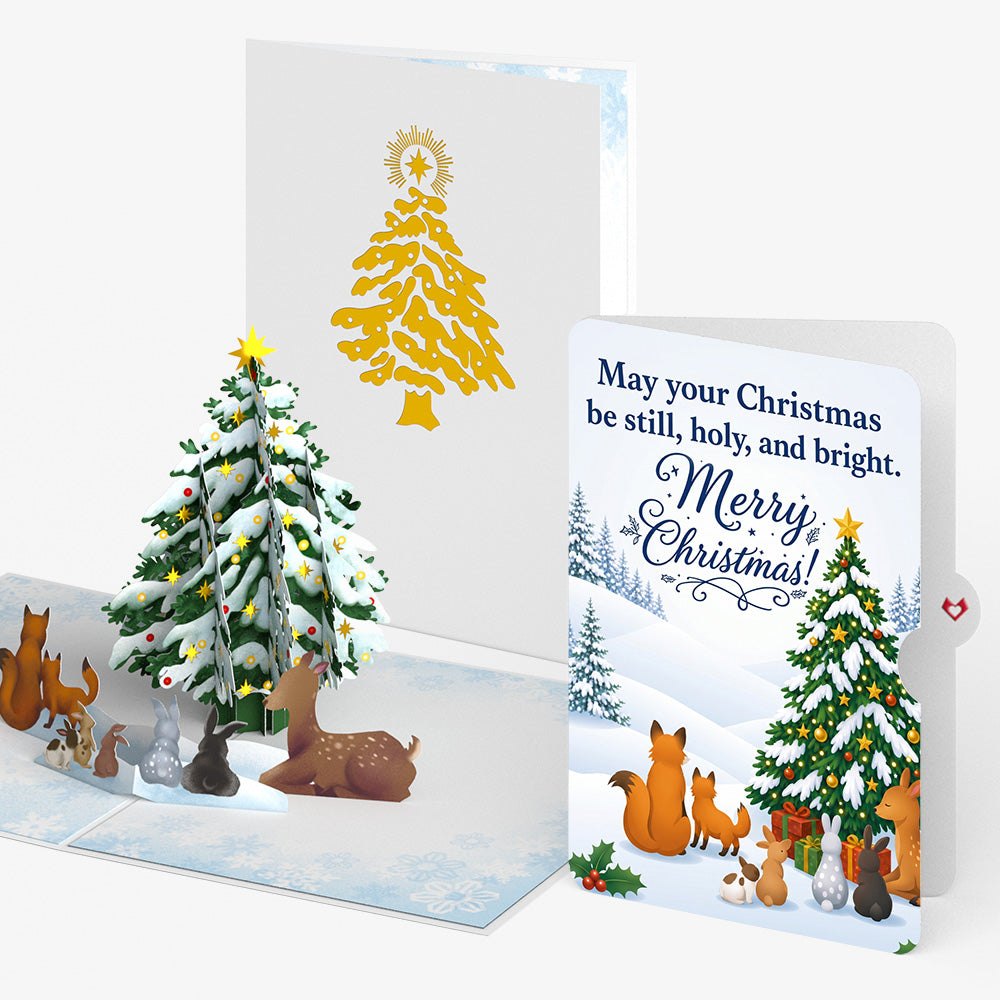 Woodland White Christmas Pop-Up Card and Forest Friends Sentiment Set