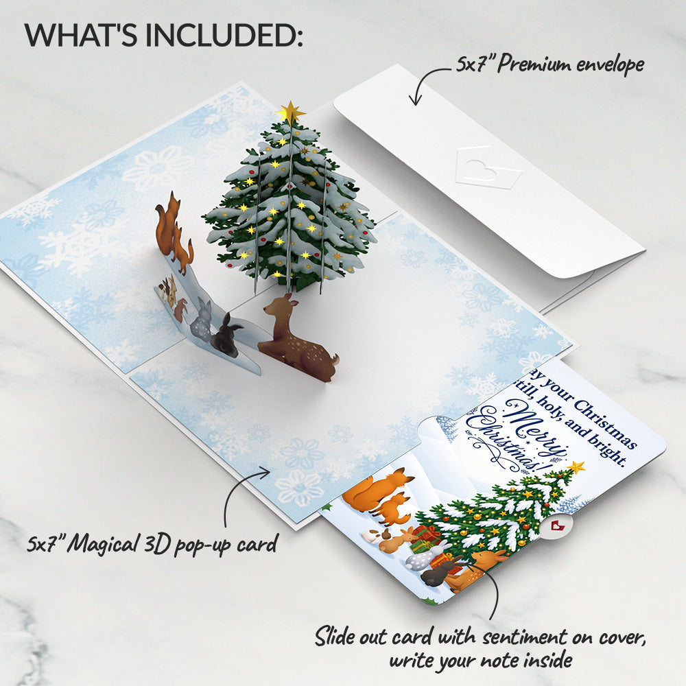 Woodland White Christmas Pop-Up Card and Forest Friends Sentiment Set