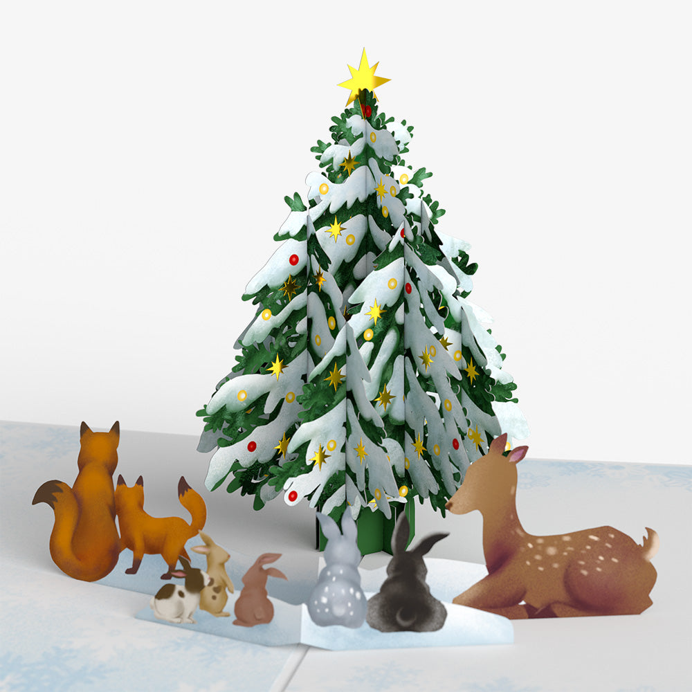 Woodland White Christmas Pop-Up Card and Forest Friends Sentiment Set