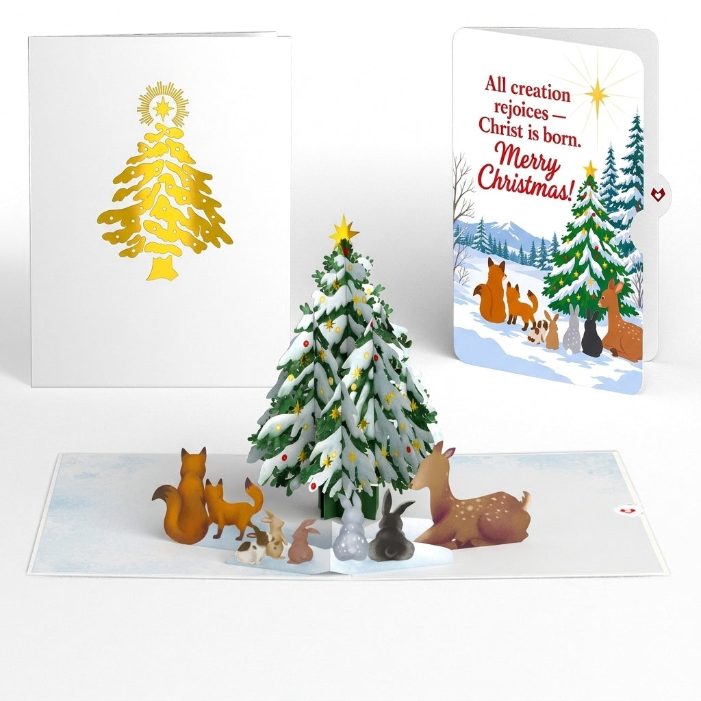 Woodland White Christmas Pop-Up Card and Christ Is Born Sentiment Set