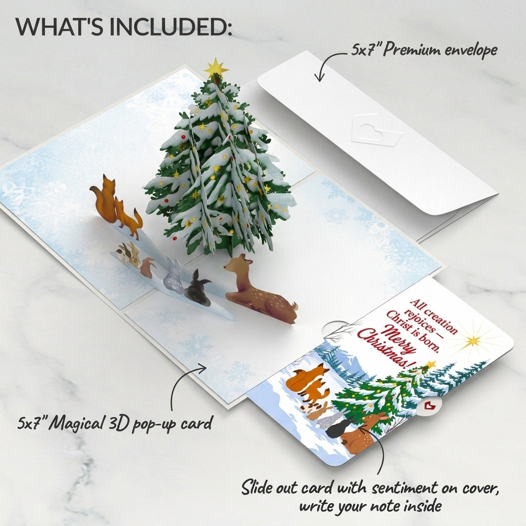 Woodland White Christmas Pop-Up Card and Christ Is Born Sentiment Set
