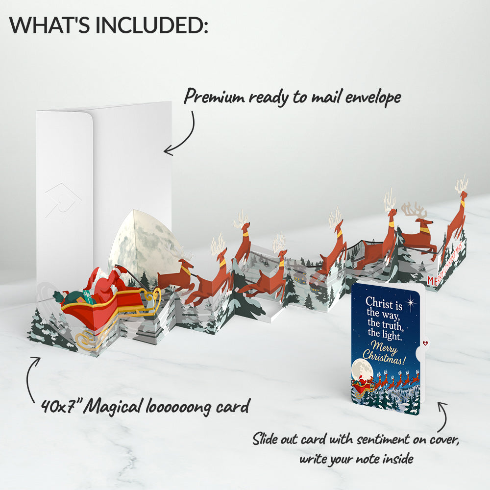 Christmas Sleigh Ride Loooooong Card™ (Expands to 2 feet) and Christ the Light Sentiment Set