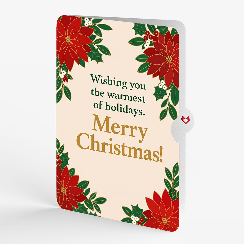 Season's Greetings Poinsettia Wreath Christmas Pop-Up Card and Warm Holiday Wishes Sentiment Set