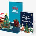 Santa Decorating a Christmas Tree Pop-Up Card and Holiday Village Sentiment Set