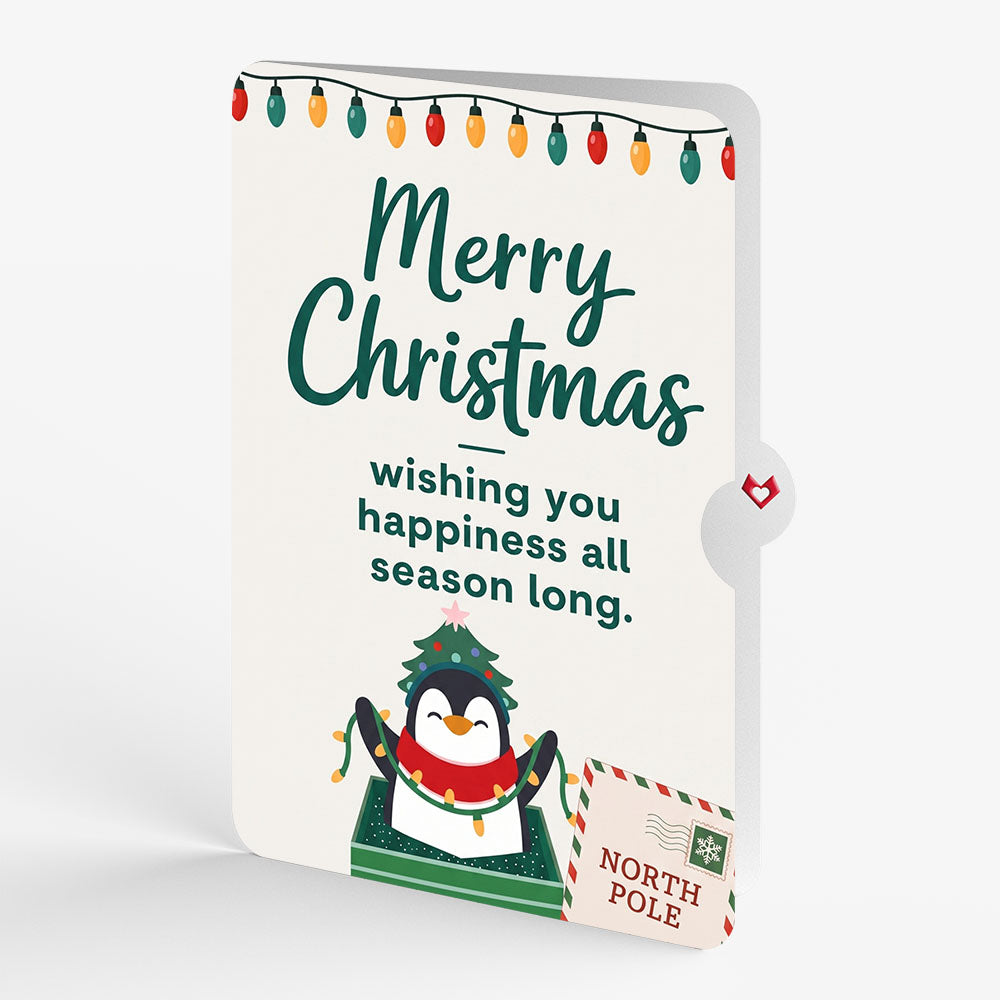 Season's Greetings Penguin Surprise Christmas Pop-Up Card and Sentiment Set