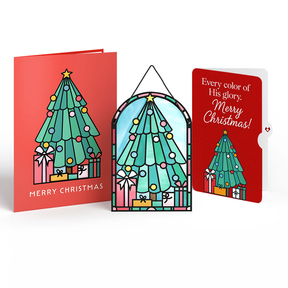Merry Christmas Tree Suncatcher Card and His Glory Sentiment Set