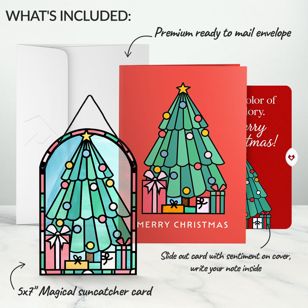 Merry Christmas Tree Suncatcher Card and His Glory Sentiment Set