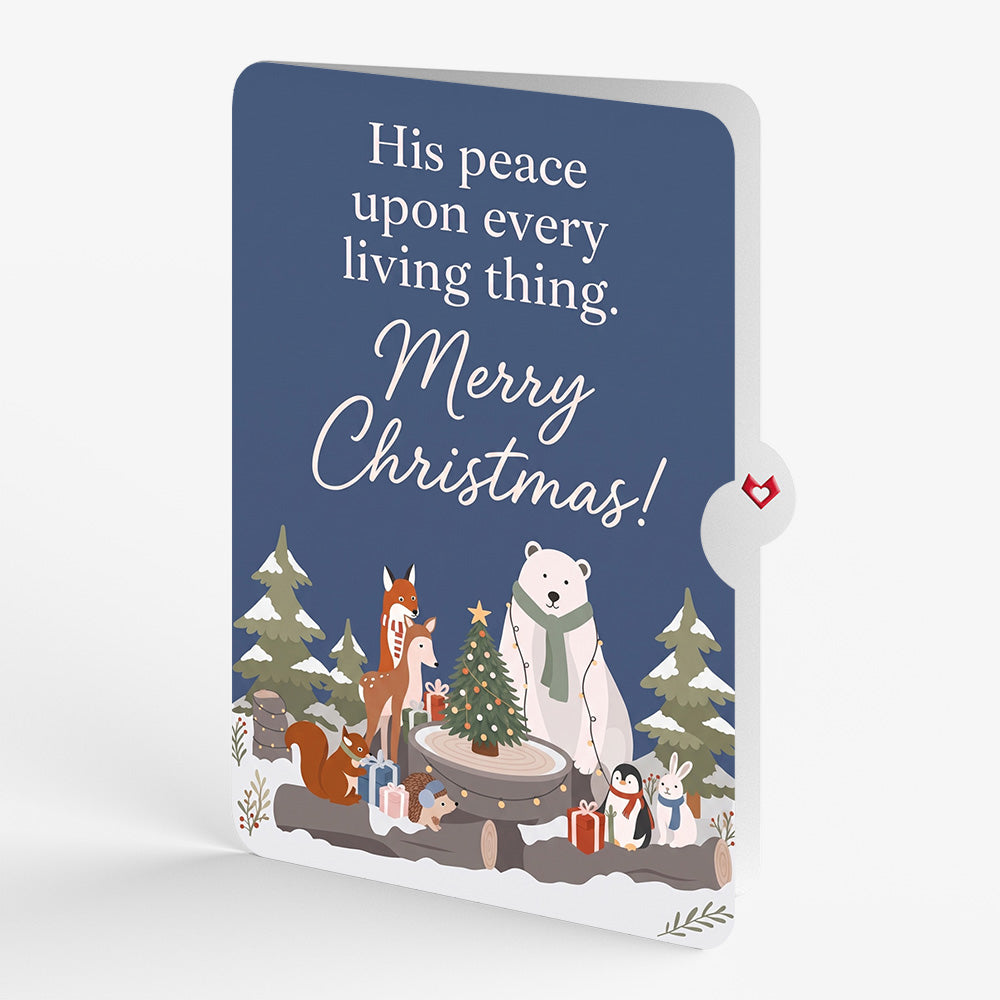 Holiday Woodland Animals Christmas Pop-Up Card and His Peace Sentiment Set