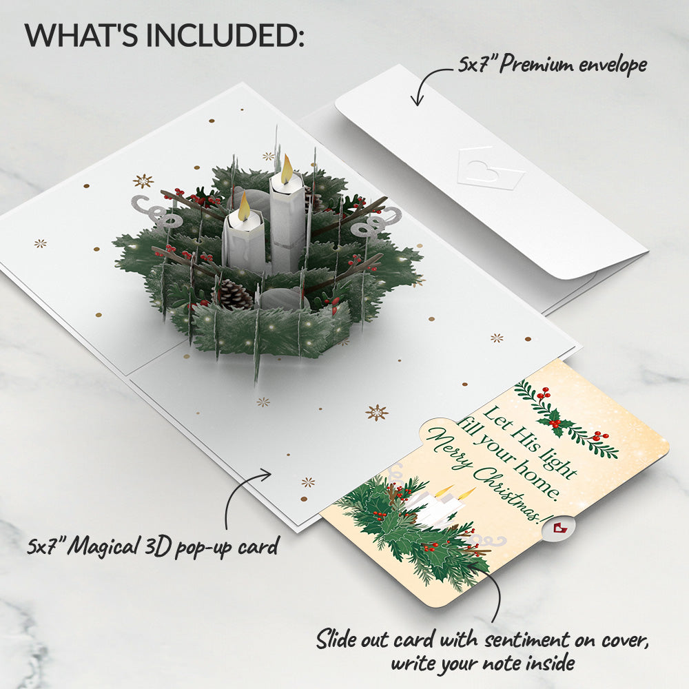 Winter Greens Christmas Candle Pop-Up Card and His Light Sentiment Set