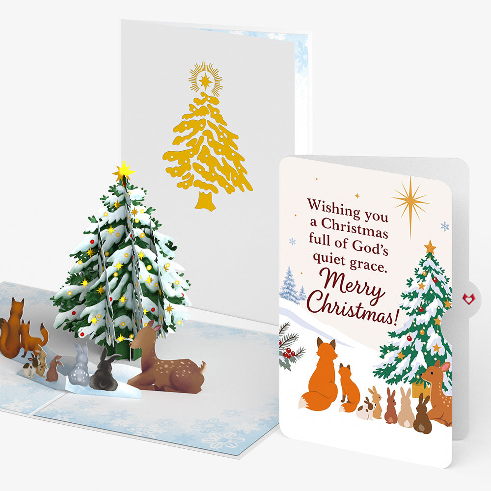 Woodland White Christmas Pop-Up Card and Quiet Grace Sentiment Set