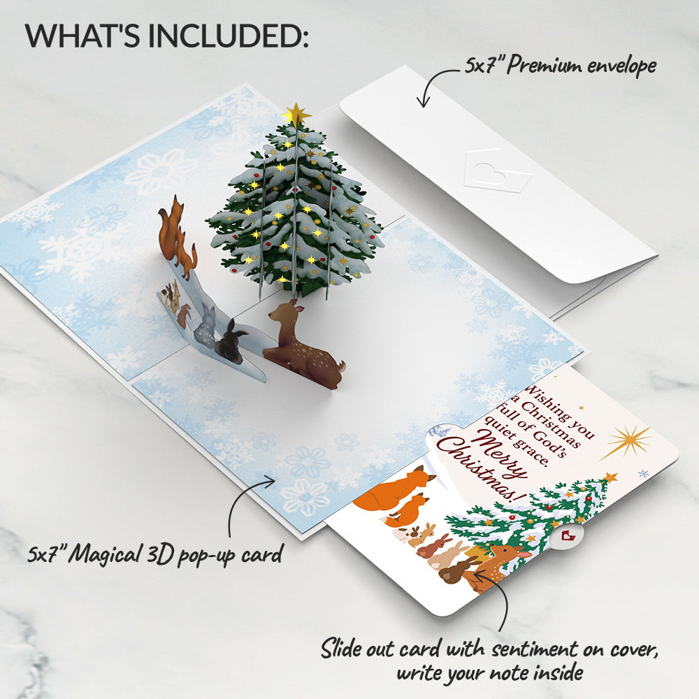 Woodland White Christmas Pop-Up Card and Quiet Grace Sentiment Set