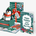 Season's Greetings Penguin Surprise Christmas Pop-Up Card and Joyful New Year Sentiment Set
