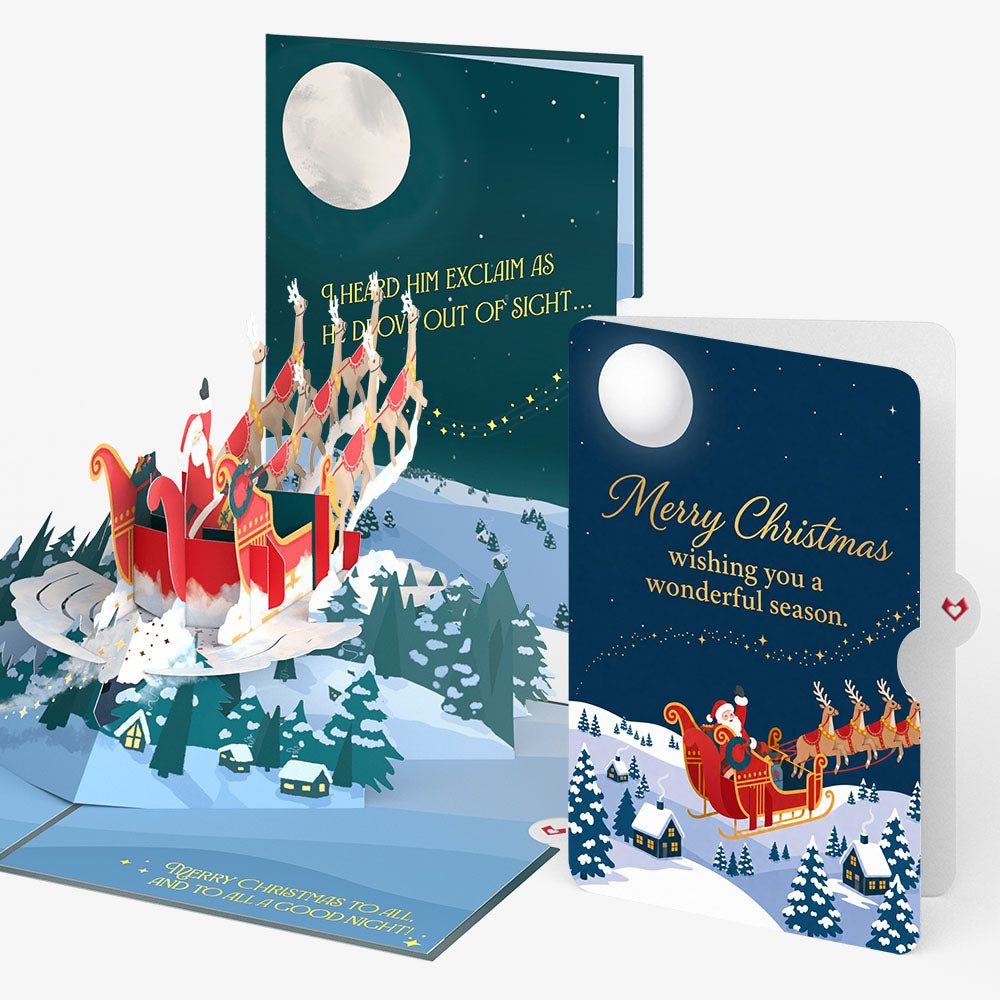 Night Sky Santa Sleigh Christmas Pop-Up Card and Season of Wonder Sentiment Set