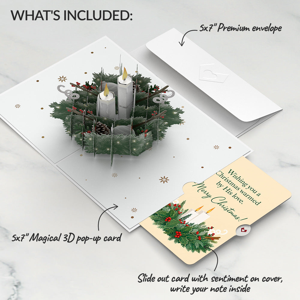 Winter Greens Christmas Candle Pop-Up Card and His Love Sentiment Set