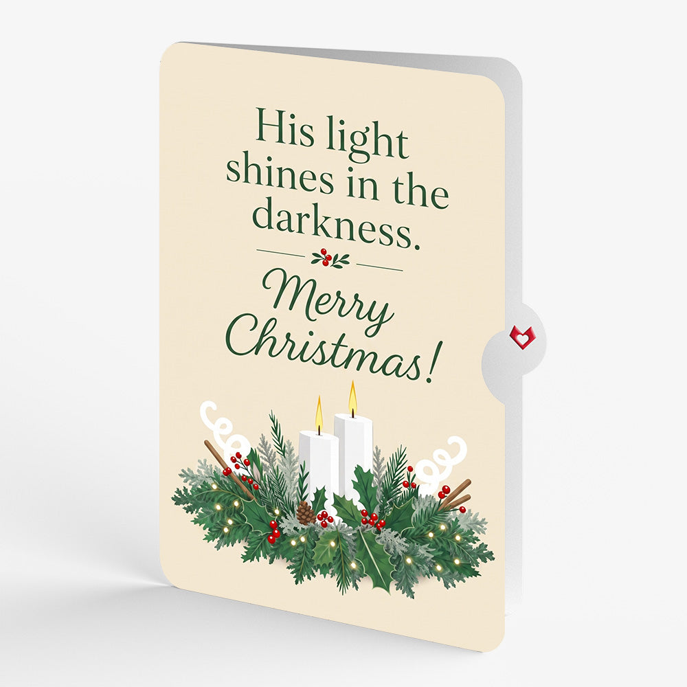 Winter Greens Christmas Candle Pop-Up Card and His Light Shines Sentiment Set