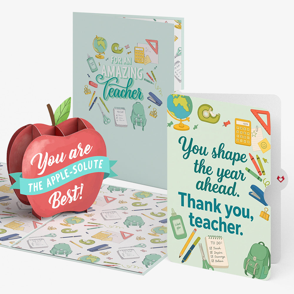 Amazing Teacher Apple Thank You Pop-Up Card and Shape the Year Sentiment Set