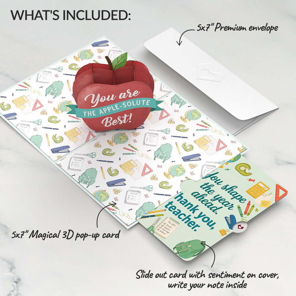 Amazing Teacher Apple Thank You Pop-Up Card and Shape the Year Sentiment Set