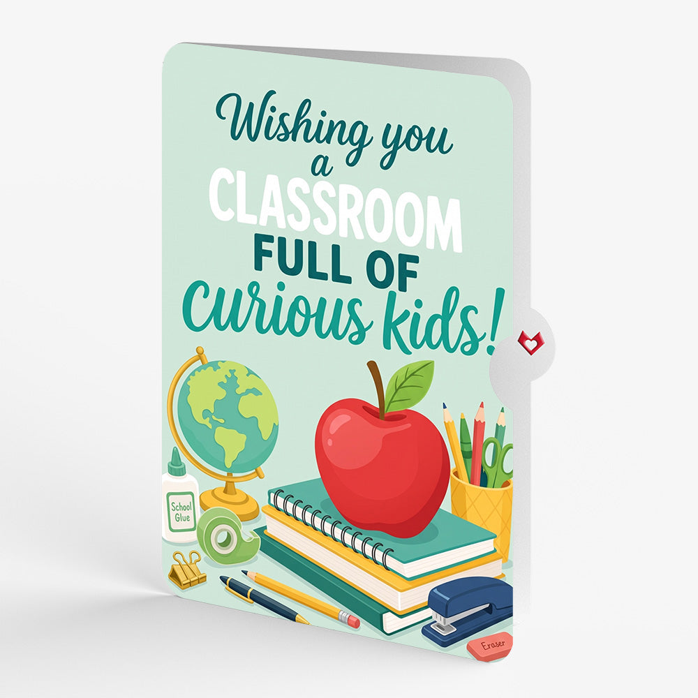 Amazing Teacher Apple Encouragement Pop-Up Card and Curious Kids Sentiment Set