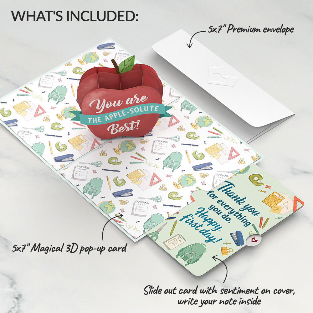 Amazing Teacher Apple Thank You Pop-Up Card and Everything You Do Sentiment Set