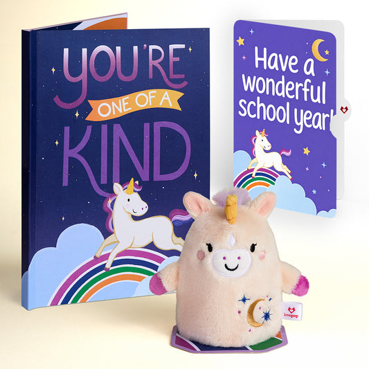 'One of a Kind' Unicorn Encouragement Plushpop Card and Wonderful School Year Sentiment Set