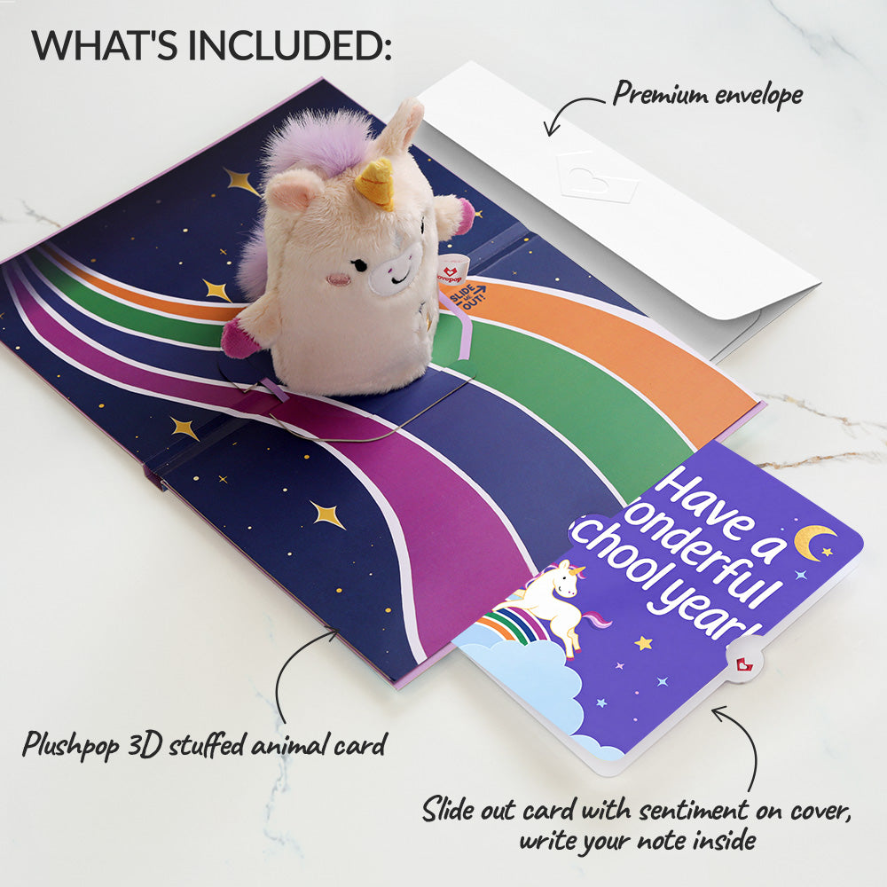'One of a Kind' Unicorn Encouragement Plushpop Card and Wonderful School Year Sentiment Set