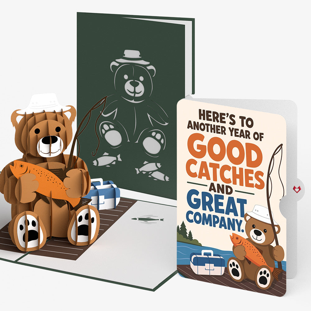 Fishing Bear Birthday Pop-Up Card and Good Catches Sentiment Set