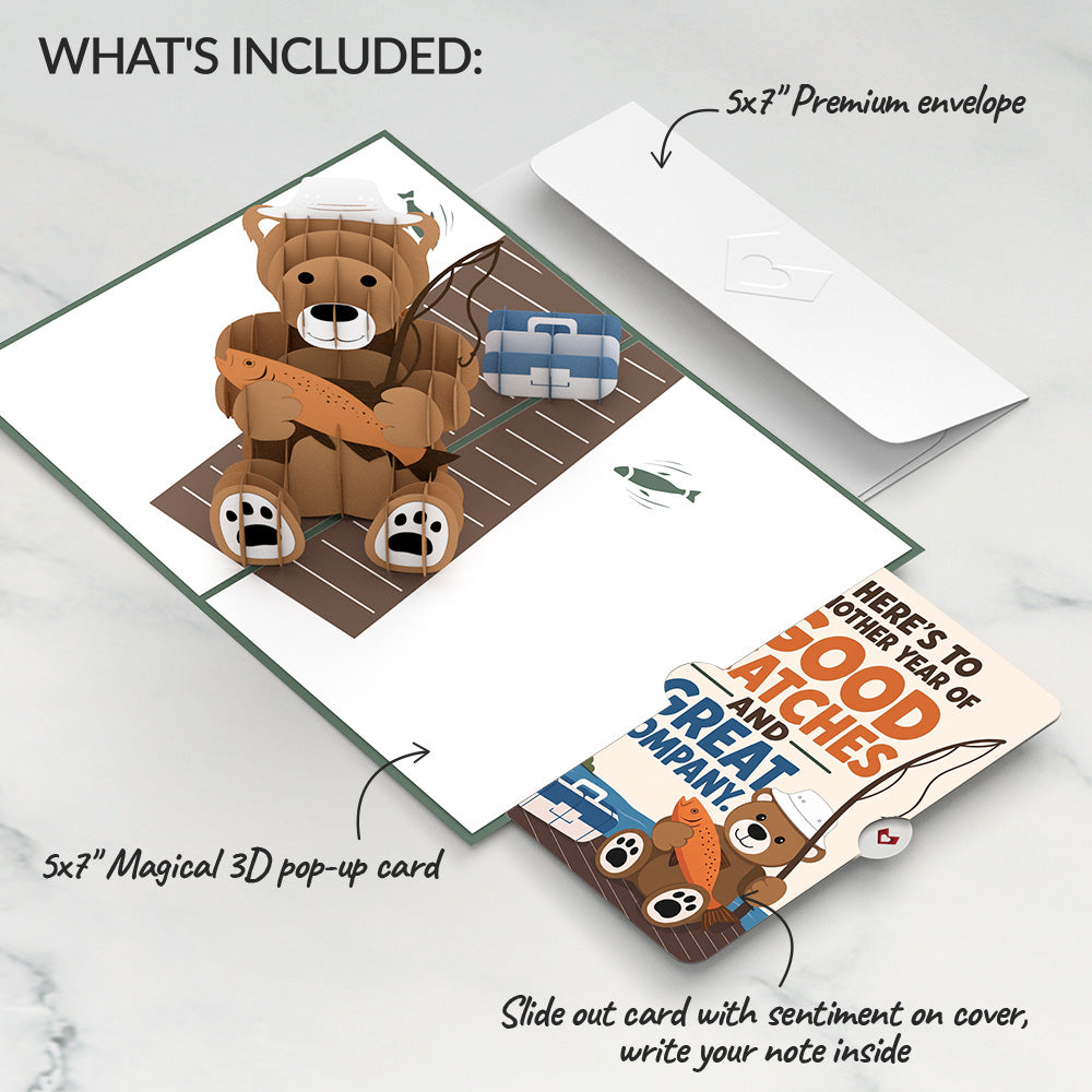 Fishing Bear Birthday Pop-Up Card and Good Catches Sentiment Set