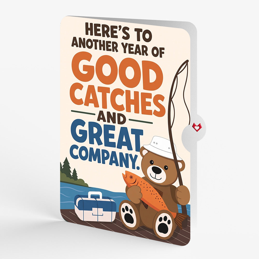 Fishing Bear Birthday Pop-Up Card and Good Catches Sentiment Set