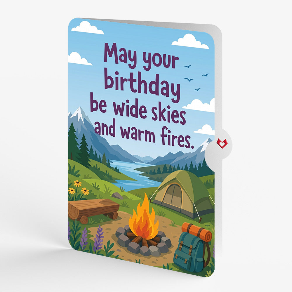 Happy Trails Camping Trip Birthday Pop-Up Card and Wide Skies Sentiment Set