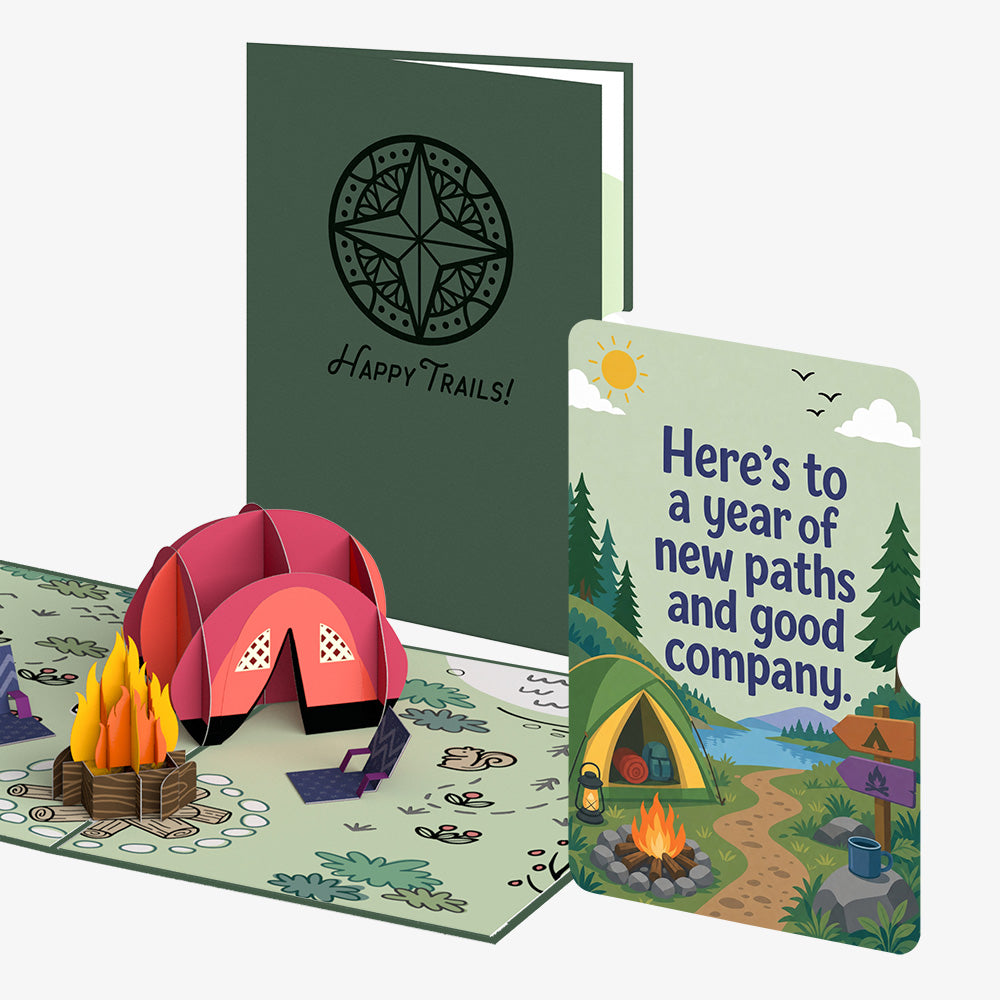 Happy Trails Camping Trip Birthday Pop-Up Card and New Paths Sentiment Set