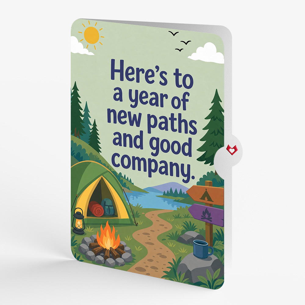 Happy Trails Camping Trip Birthday Pop-Up Card and New Paths Sentiment Set