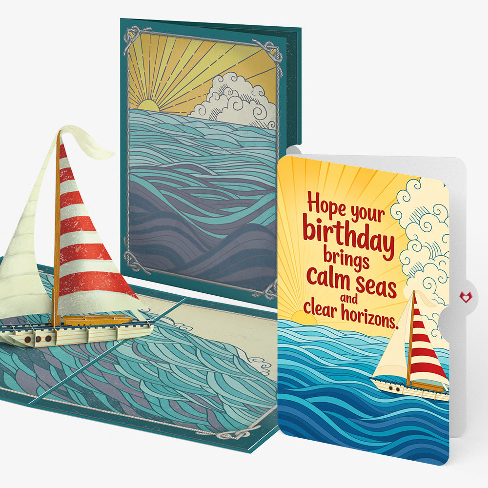 Sailboat on the Horizon Birthday Pop-Up Card and Calm Seas Sentiment Set