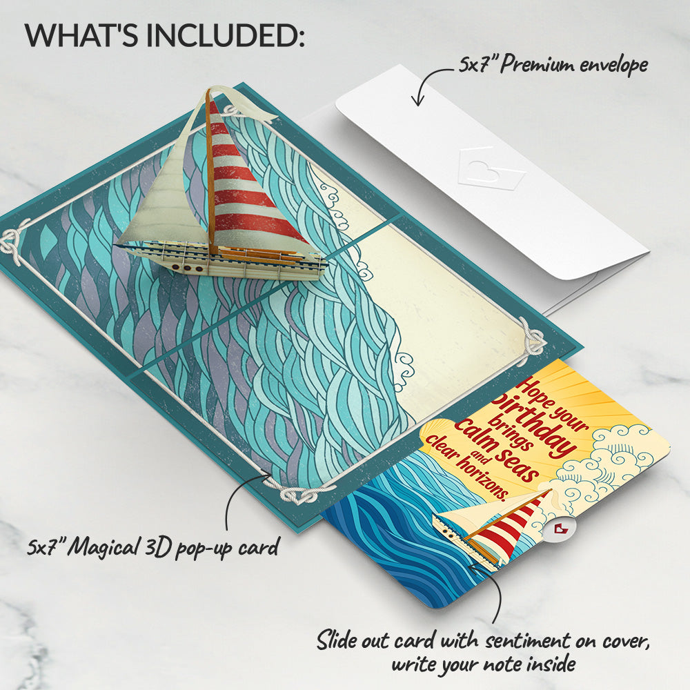Sailboat on the Horizon Birthday Pop-Up Card and Calm Seas Sentiment Set