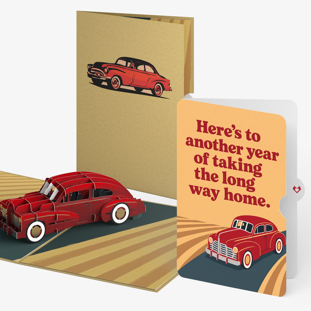 Iconic Classic Car Birthday Pop-Up Card and Long Way Home Sentiment Set