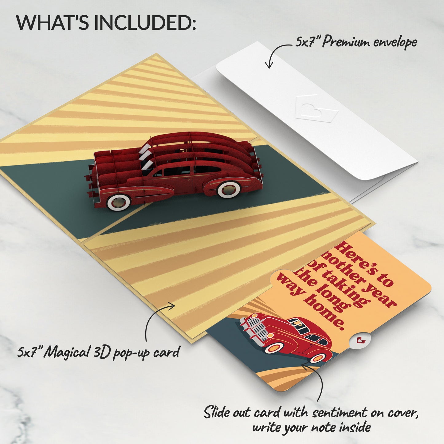 Iconic Classic Car Birthday Pop-Up Card and Long Way Home Sentiment Set