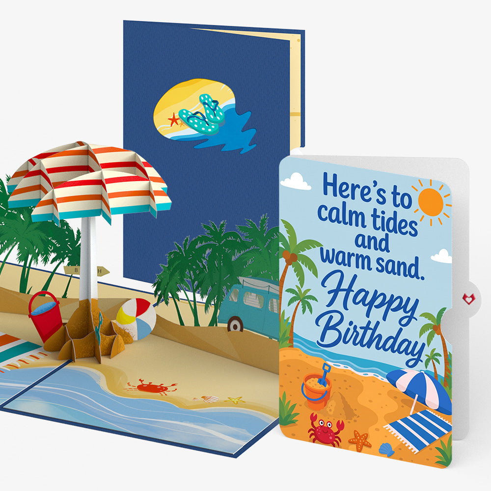Sandy Shores Birthday Pop-Up Card and Calm Tides Sentiment Set