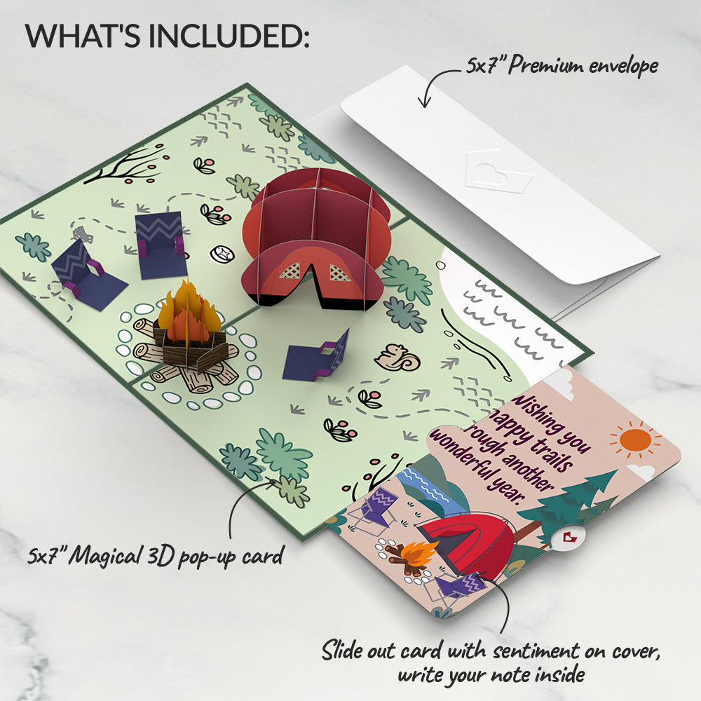 Happy Trails Camping Trip Birthday Pop-Up Card and Sentiment Set