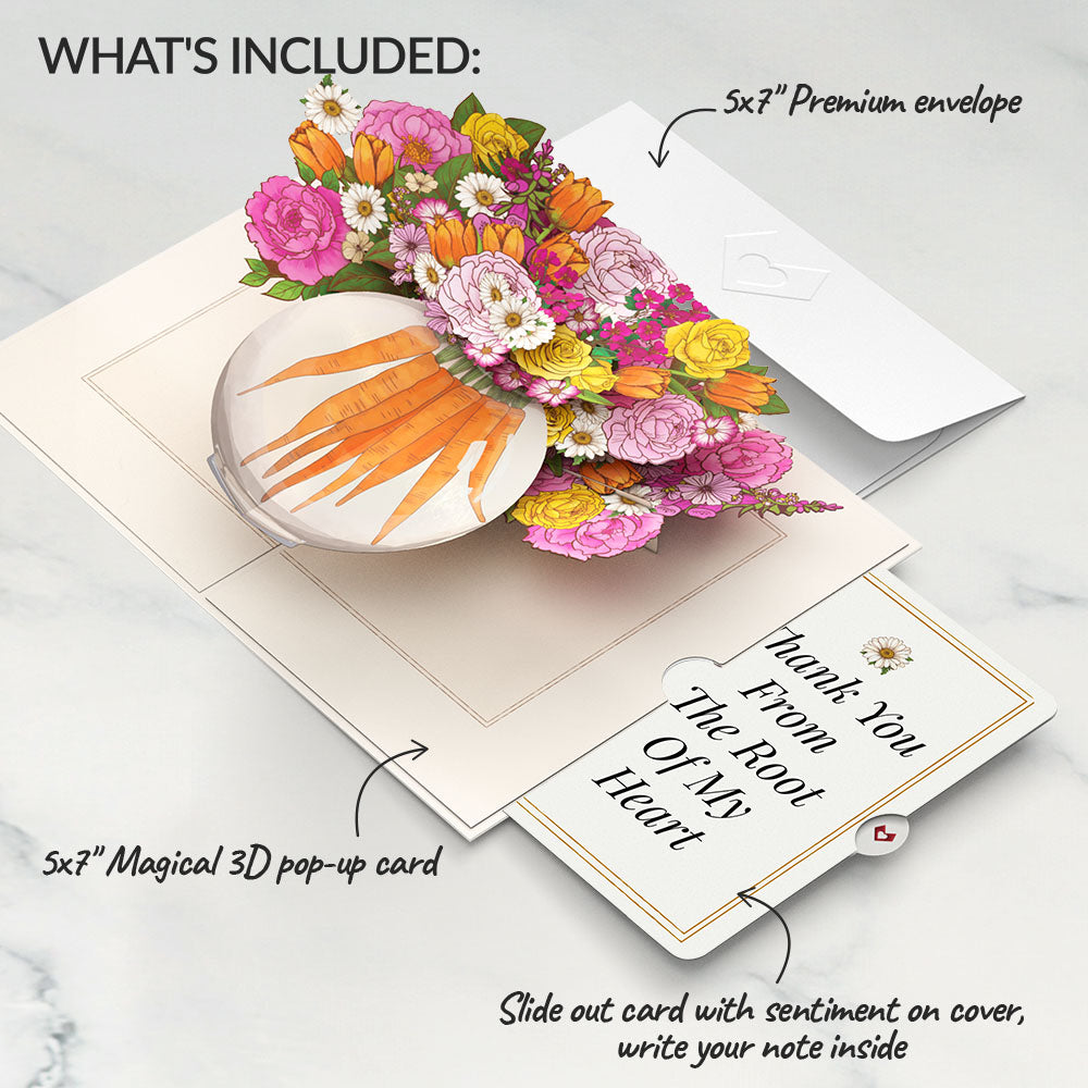 Blooming Carrot Bouquet Thank You Pop-Up Card and Sentiment Set