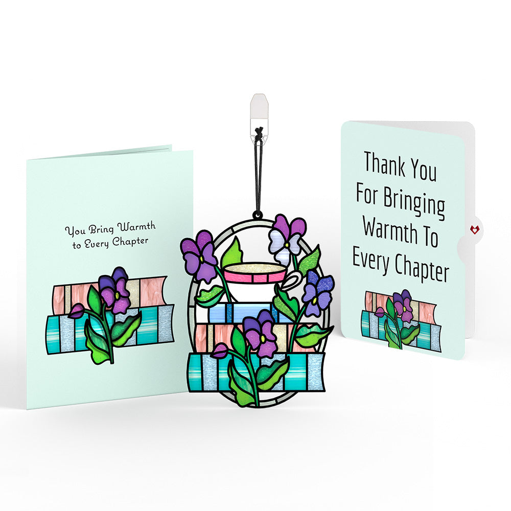 Warmth in Every Chapter Thank You Suncatcher Card and Sentiment Set