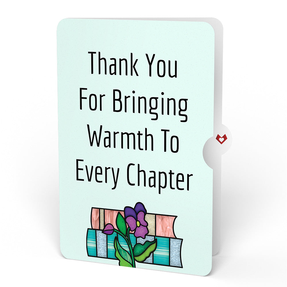 Warmth in Every Chapter Thank You Suncatcher Card and Sentiment Set