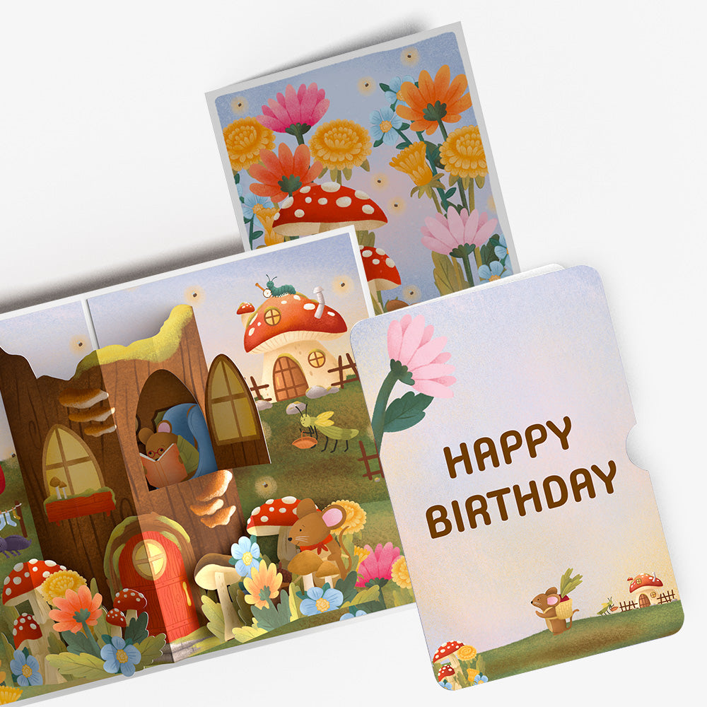 Woodland Critter Village Birthday Pop-Up Card and Sentiment Set