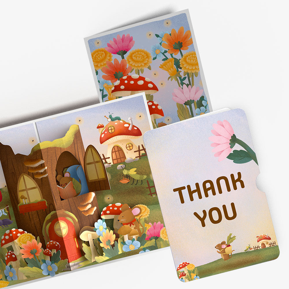Woodland Critter Village Thank You Pop-Up Card and Sentiment Set