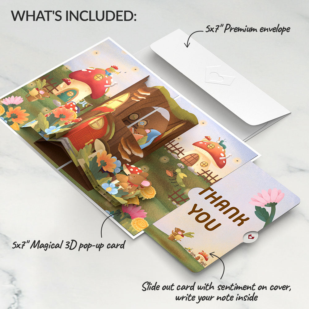 Woodland Critter Village Thank You Pop-Up Card and Sentiment Set